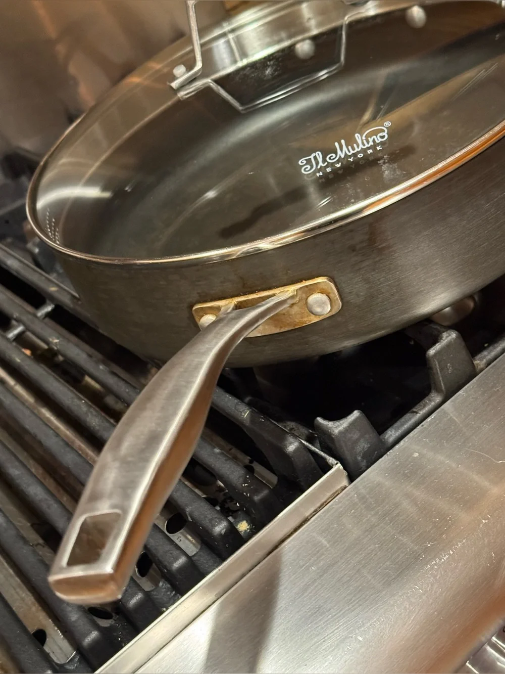 Il Mulino 12” Stainless Steel non stick deep Sauté Pan with glass strainer lid